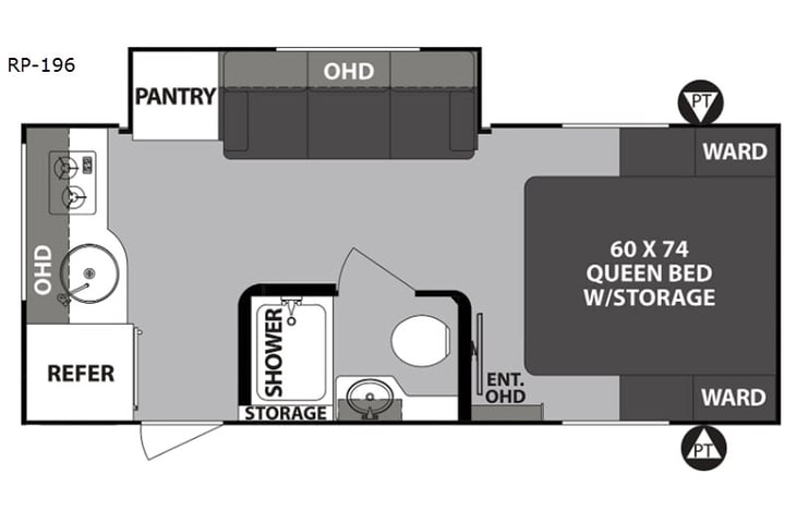 Representative floor plan provided by a trusted RVshare partner.