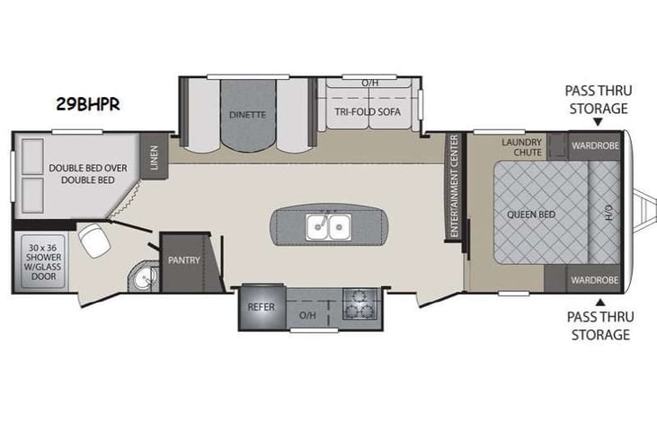 Representative floor plan provided by a trusted RVshare partner.