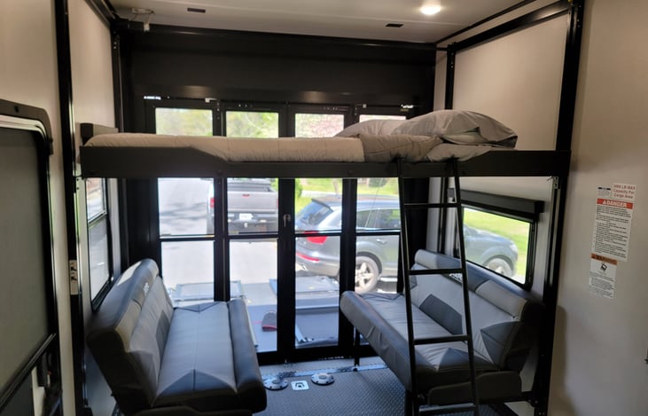 Bunk options and the top bed can be locked up for entertainment purposes.