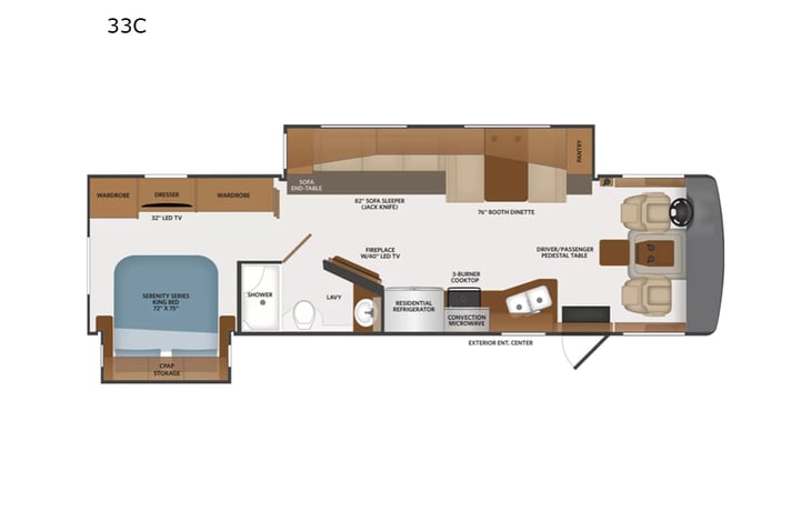 Representative floor plan provided by a trusted RVshare partner.