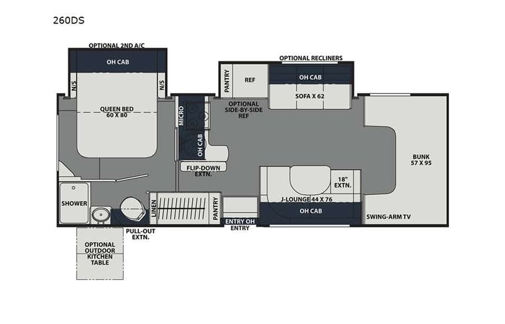 Representative floor plan provided by a trusted RVshare partner.