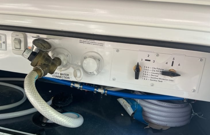 City Water intake system, fresh water fill system and septic clean system.