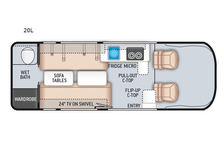 Representative floor plan provided by a trusted RVshare partner.