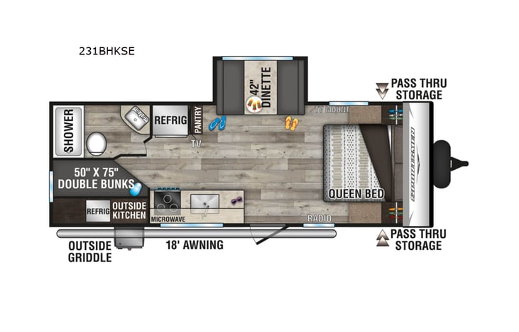 Representative floor plan provided by a trusted RVshare partner.
