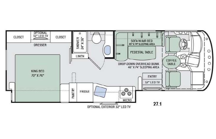 Representative floor plan provided by a trusted RVshare partner.