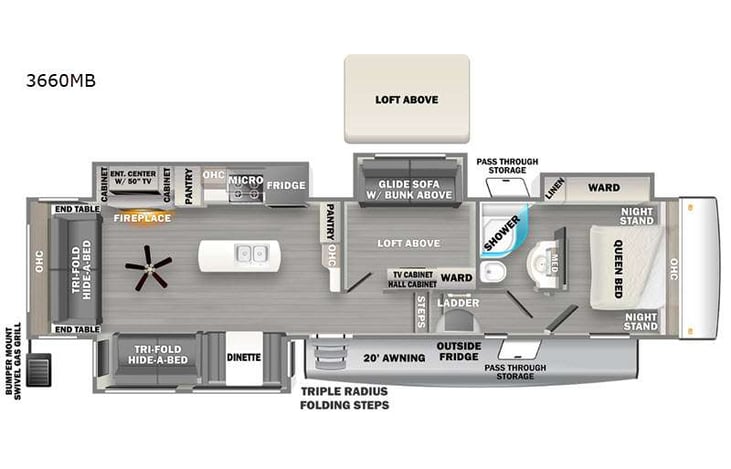 Representative floor plan provided by a trusted RVshare partner.