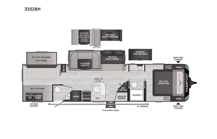 Representative floor plan provided by a trusted RVshare partner.
