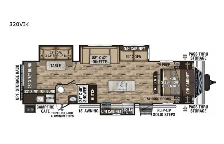 Representative floor plan provided by a trusted RVshare partner.