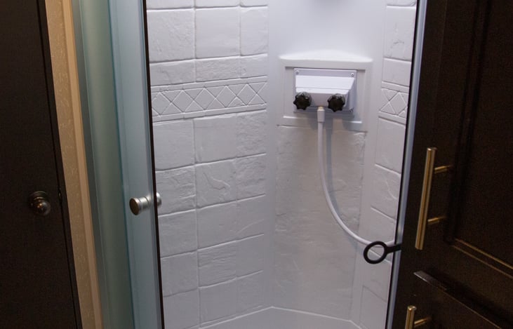 Large shower with sliding doors