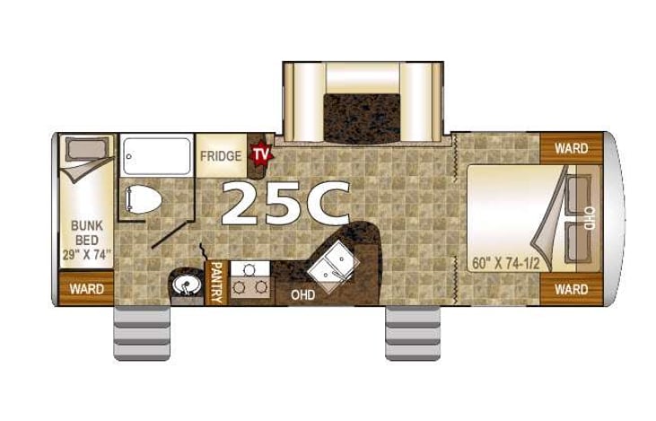 Representative floor plan provided by a trusted RVshare partner.