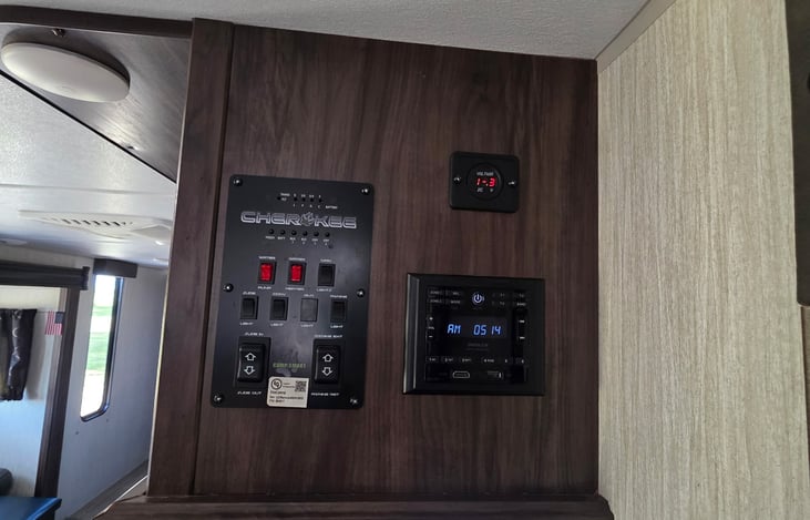 Electronic panel inside front door.