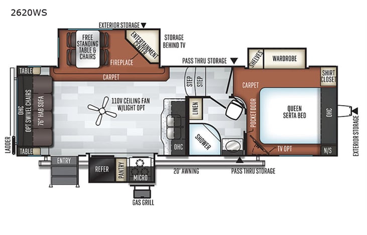 Representative floor plan provided by a trusted RVshare partner.