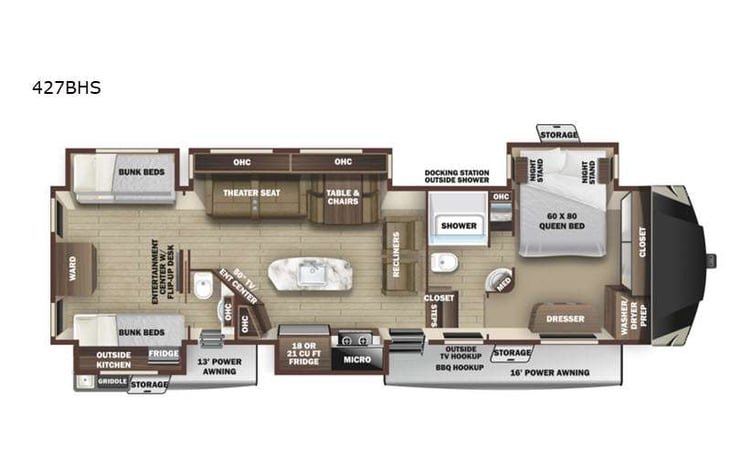 Representative floor plan provided by a trusted RVshare partner.