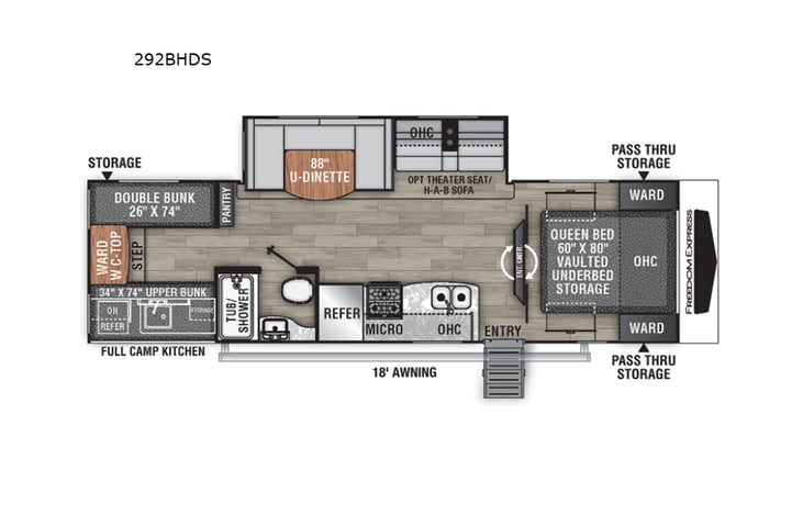 Representative floor plan provided by a trusted RVshare partner.