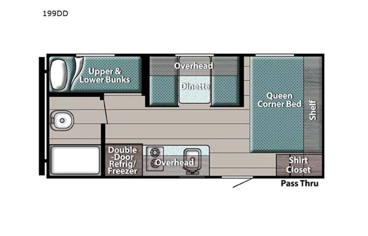 Representative floor plan provided by a trusted RVshare partner.