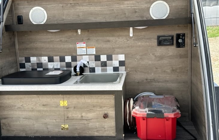 Closer view of the kitchen