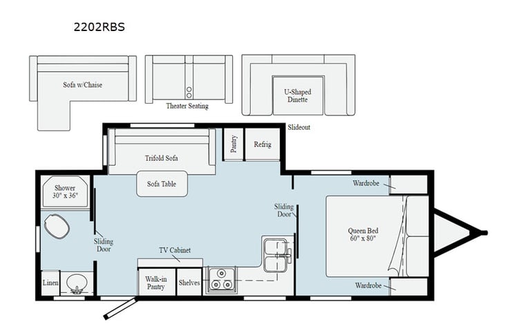 Representative floor plan provided by a trusted RVshare partner.