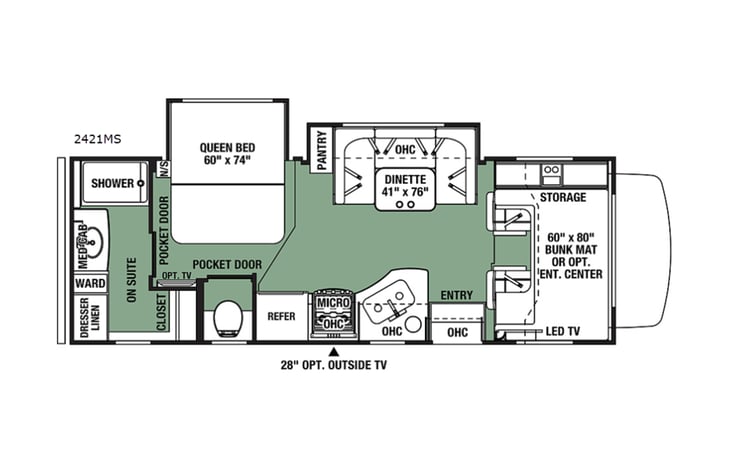 Representative floor plan provided by a trusted RVshare partner.