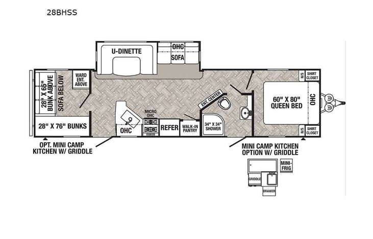 Representative floor plan provided by a trusted RVshare partner.