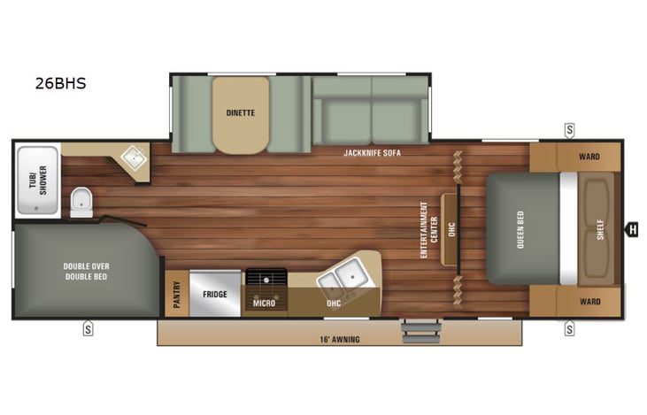 Representative floor plan provided by a trusted RVshare partner.