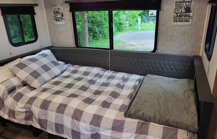 Dinette converted to bed.