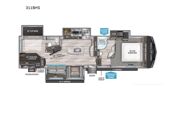Representative floor plan provided by a trusted RVshare partner.