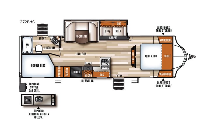 Representative floor plan provided by a trusted RVshare partner.