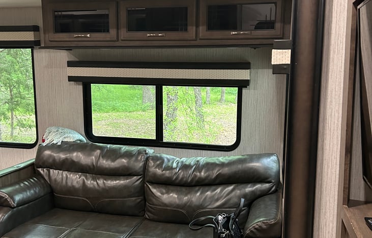 living area couch pulls out into a bed