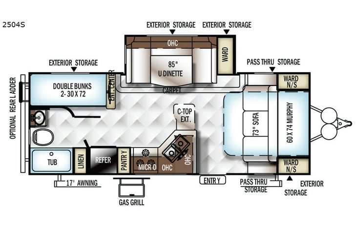 Representative floor plan provided by a trusted RVshare partner.
