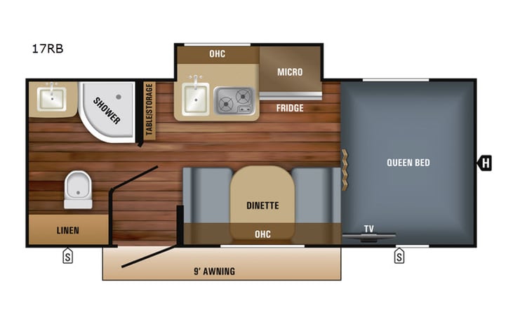 Representative floor plan provided by a trusted RVshare partner.