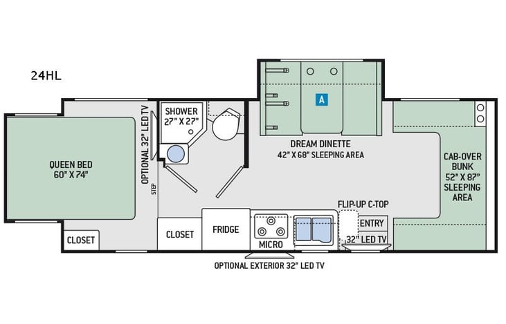 Representative floor plan provided by a trusted RVshare partner.