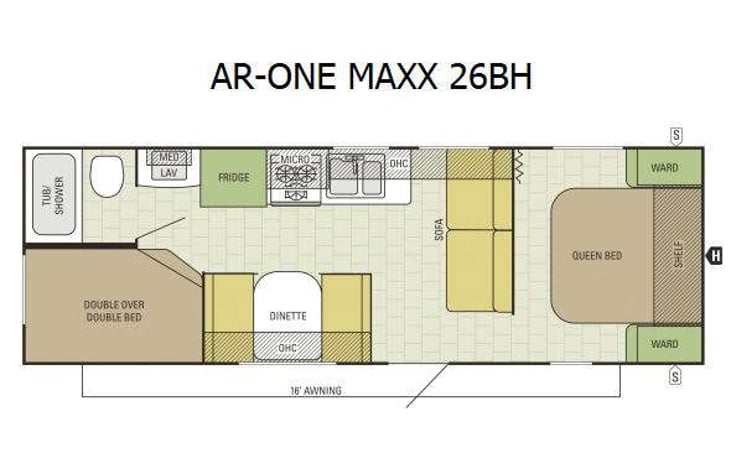 Representative floor plan provided by a trusted RVshare partner.