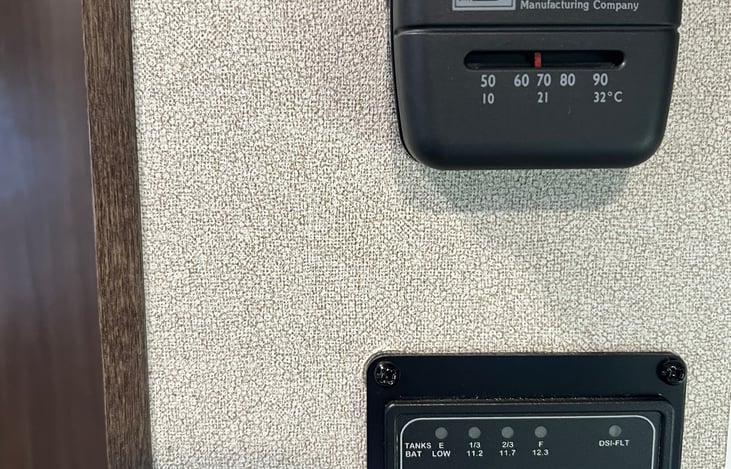 Gas furnace with thermostat.