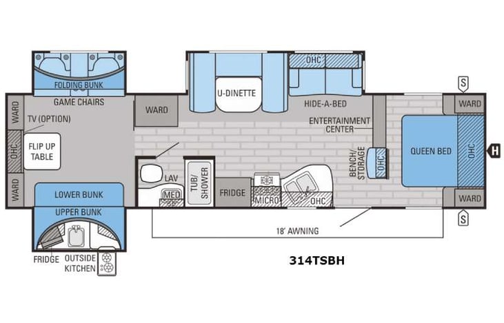 Representative floor plan provided by a trusted RVshare partner.