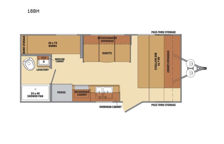 Representative floor plan provided by a trusted RVshare partner.