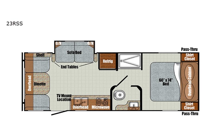 Representative floor plan provided by a trusted RVshare partner.