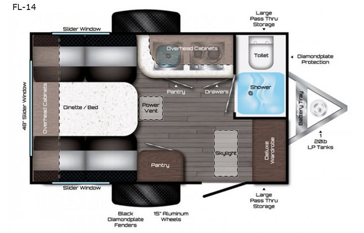 Representative floor plan provided by a trusted RVshare partner.