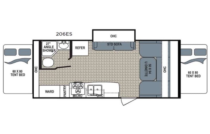 Representative floor plan provided by a trusted RVshare partner.