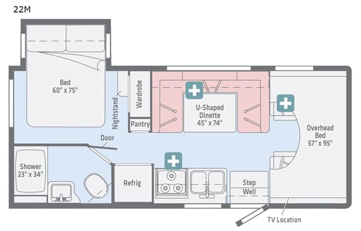 Representative floor plan provided by a trusted RVshare partner.
