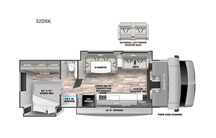 Representative floor plan provided by a trusted RVshare partner.