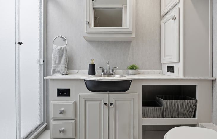 Main bath.  The shower is one of the most spacious you will find in a motorhome!