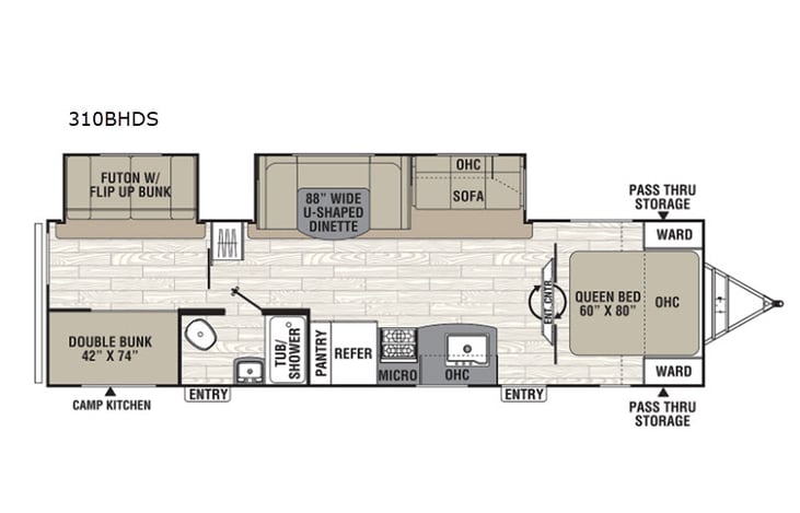 Representative floor plan provided by a trusted RVshare partner.