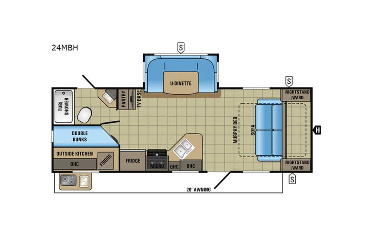 Representative floor plan provided by a trusted RVshare partner.