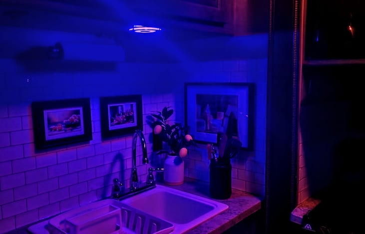 Kitchen with night lights