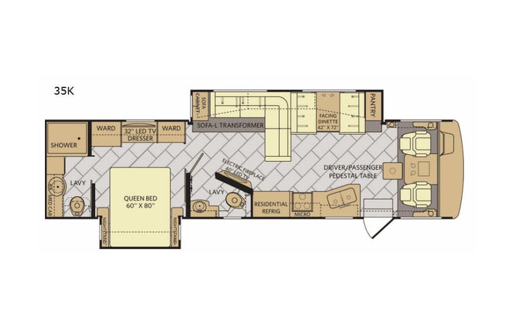 Representative floor plan provided by a trusted RVshare partner.