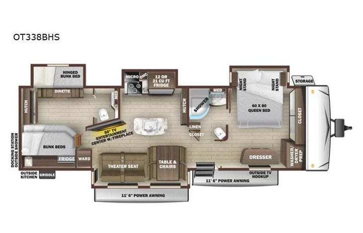 Representative floor plan provided by a trusted RVshare partner.