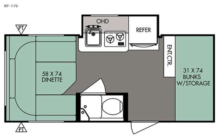 Representative floor plan provided by a trusted RVshare partner.