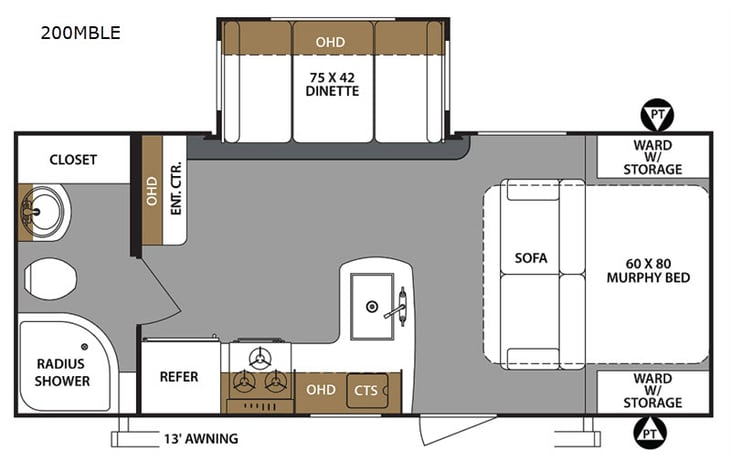 Representative floor plan provided by a trusted RVshare partner.