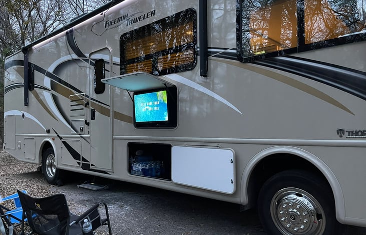 Outdoor TV and awning
