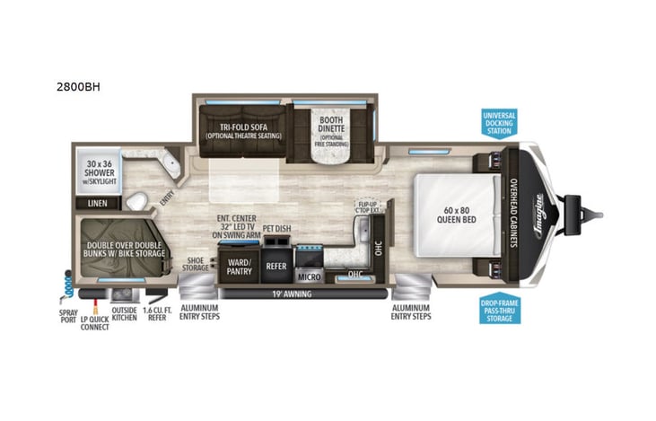 Representative floor plan provided by a trusted RVshare partner.